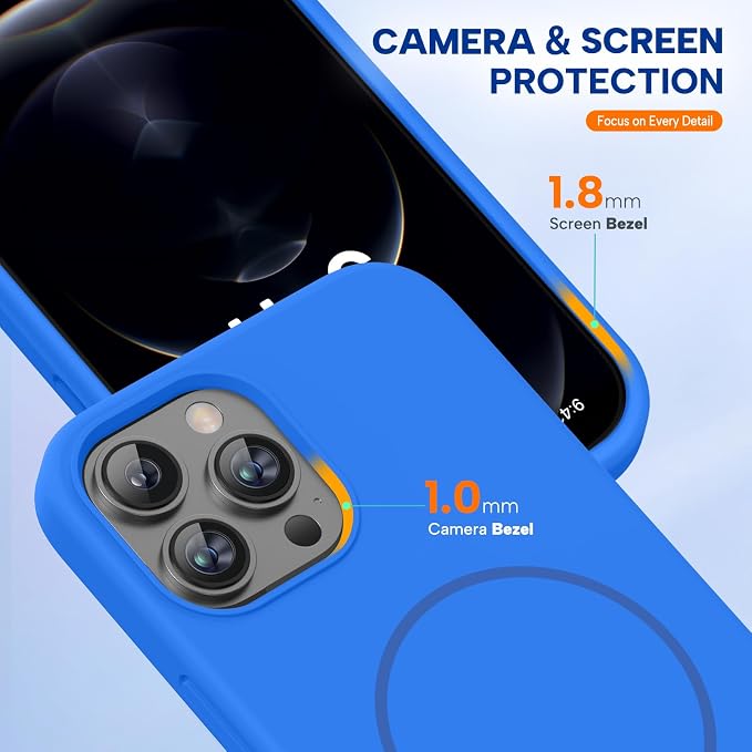 Miracase Silicone & Magnetic for iPhone 12 Pro Max Case, Mediterranean Blue | Compatible with MagSafe, Soft Microfiber Lining, Premium Silicone Case Shockproof Drop Protection Phone Case for 12 Pro Max - Image 5