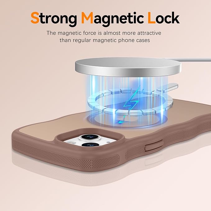 BENTOBEN Magnetic for iPhone 15 Plus/14 Plus Case,Cute Wavy Frame [Compatible with MagSafe] Translucent Matte Women Girls Men Cute Shockproof Phone Cover for iPhone 14 Plus/15 Plus,Desert Titanium - Image 3