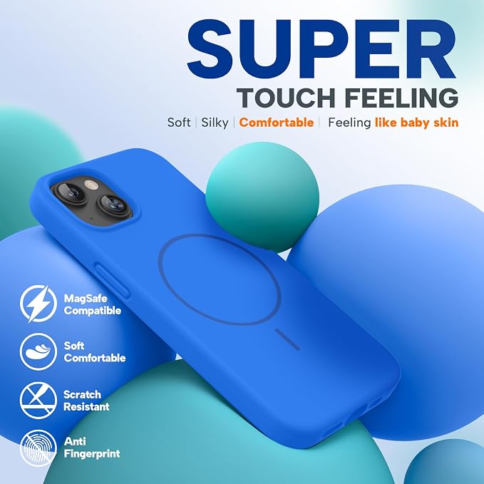 Miracase Silicone & Magnetic for iPhone 13 Case, Mediterranean Blue | Compatible with MagSafe, Soft Microfiber Lining, Premium Silicone Cover Shockproof Drop Protection Phone Case for 13 - Image 8