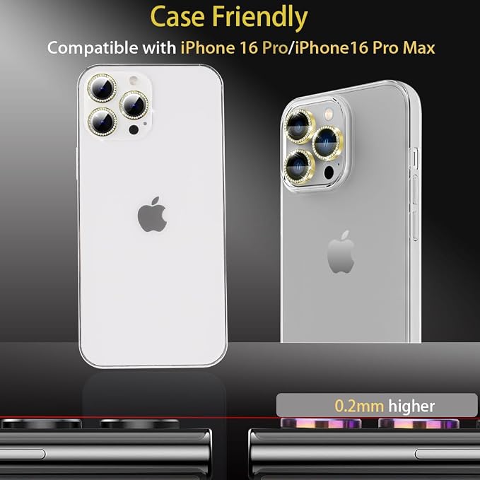 Camera Lens Protector for iPhone 16 Pro/16 Pro Max, Diamond Gold | Tempered Glass, Auto-align Tray, Easy Installation, Case Friendly, Anti-Scratch, HD Clear, Ultra Slim - Image 5