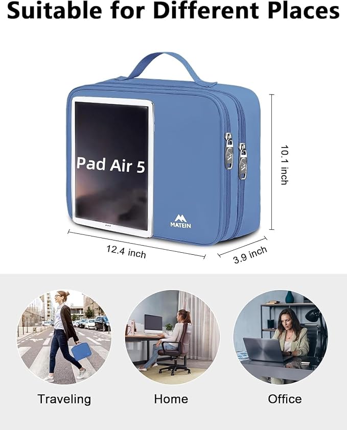 MATEIN USB Cable Organizer Bag, Water Resistant Large Travel Tech Organizer | Electronic Accessories Case with Handle for Tablet, Cable, USB, Hard Drive, Double Layers Travel Gift for Men and Women, Blue - Image 5