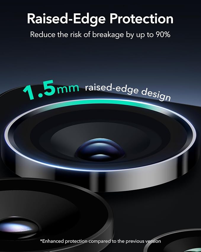 ESR for Samsung Galaxy S25 Ultra Camera Lens Protector, 1 Pack, Black | Individual Camera Cover, 9H Tempered Glass, Original Camera Clarity, Scratch-Resistant, Case Friendly - Image 3