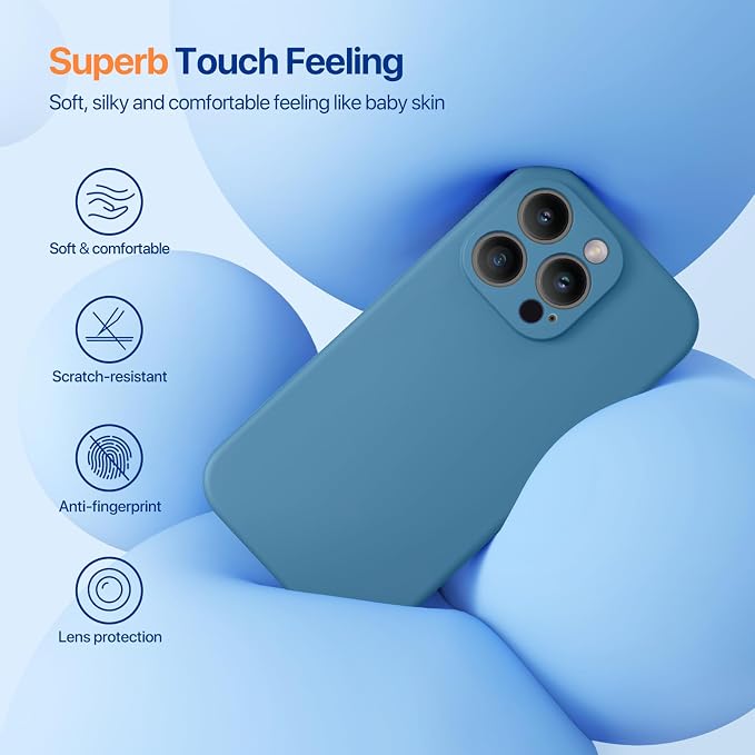 miracase Designed for iPhone 14 Pro Case, [Upgraded Camera Protection], Shockproof Liquid Silicone Rubber Phone Case Cover for 14 Pro 6.1 inch, Capri Blue - Image 2