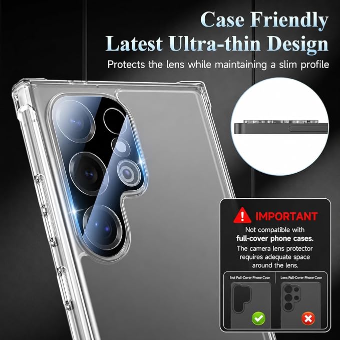 4 Pack Camera Lens Screen Protector for Samsung Galaxy S25 Ultra | 9H Tempered Glass Camera Lens Cover Decoration, Case Friendly, High Definition, Scratch-Resistant(Not for S25/S24/S23) - Image 5
