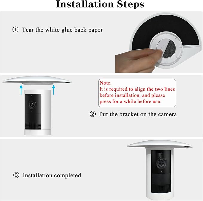 Sun Rain Shade Camera Cover Compatible with Ring Outdoor Cam Plus | Camera Shield Protective Case for Resistant UV, Easy to Install (White) - Image 4
