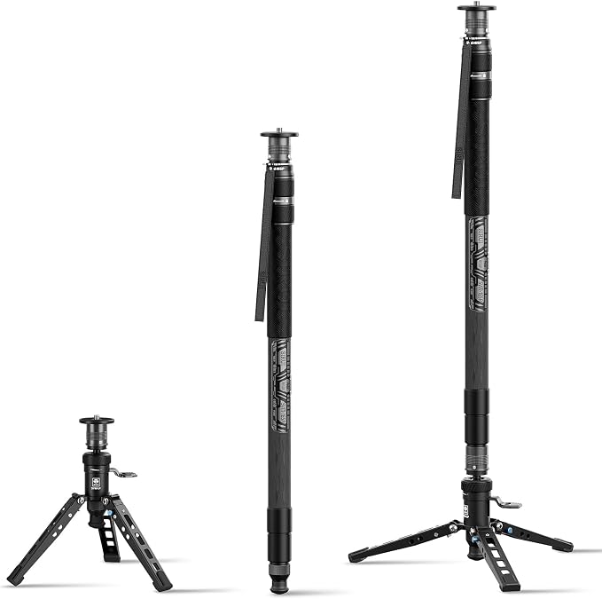 SIRUI SVM-165P Carbon Fiber Rapid Monopod, Pedal Feet, Twist Lock | 65" Height, 22LB Load, One-Step Height Adjustment, DSLR, Mirrorless Camera, Lightweight, Travel, Outdoor Shooting by SIRUI