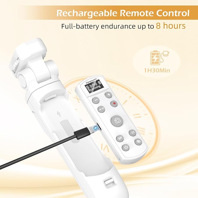 for Sony Tripod Wireless Shooting Grip with Shutter Release - Mini-Tripod with Rechargeable Remote Control for ZV-E10/ZV-E1/ZV-1/ZV-1F/RX100 VII/RX0 II/A6700/A6400/A6600/FX3/FX30, for Vlogging, White - Image 3