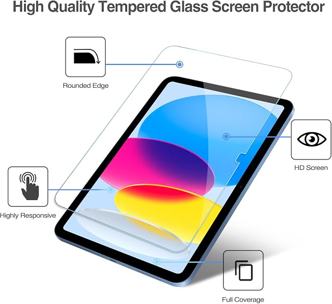 ProCase 3+1 Pack Screen Protector for iPad(A16) 11/10 Gen 11"/10.9" | Protective Tempered Glass Screen & Camera Lens Protector Guard for iPad 11th Gen A16 2025 / 10th Gen 10.9" 2022 - Image 3