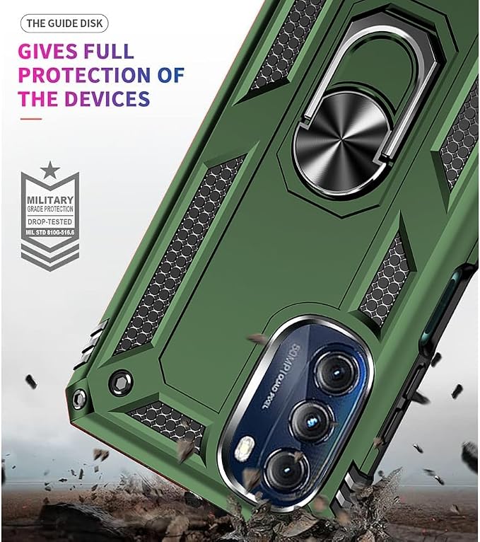 for Moto G 5G 2022 Case, Motorola Moto G 5G Case with HD Screen Protector, [Military Grade 16ft. Drop Tested] Ring Shockproof Protective Phone Case for Motorola G 5G 2022,Army Green - Image 3