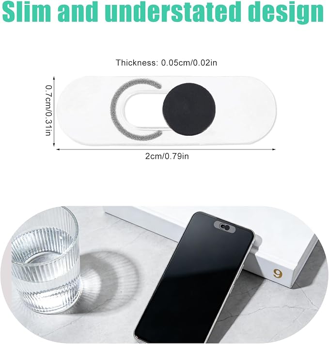 2pcs Cell Phone Front Camera Cover for Android Pixel Galaxy iPad | Centered Single Camera Slide Privacy Protection, Web Cam Protector for Computer Laptop Ultra-Thin Webcam Cover (Black) - Image 2