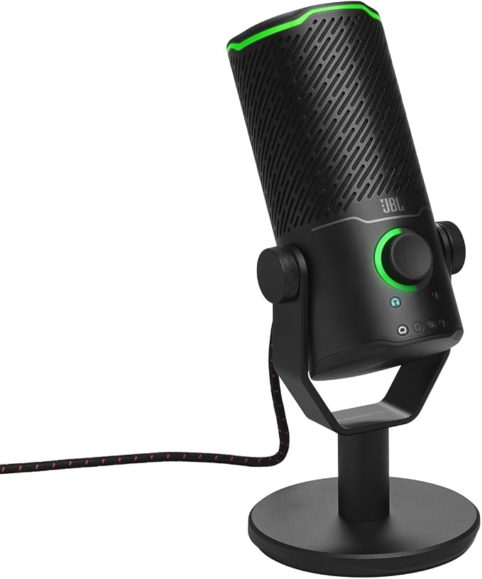 JBL Quantum Stream Studio - Recording and Gaming - Chrome | Triple condenser microphone for perfect streaming, Four selectable voice pick-up patterns, Dynamic range compressor by JBL
