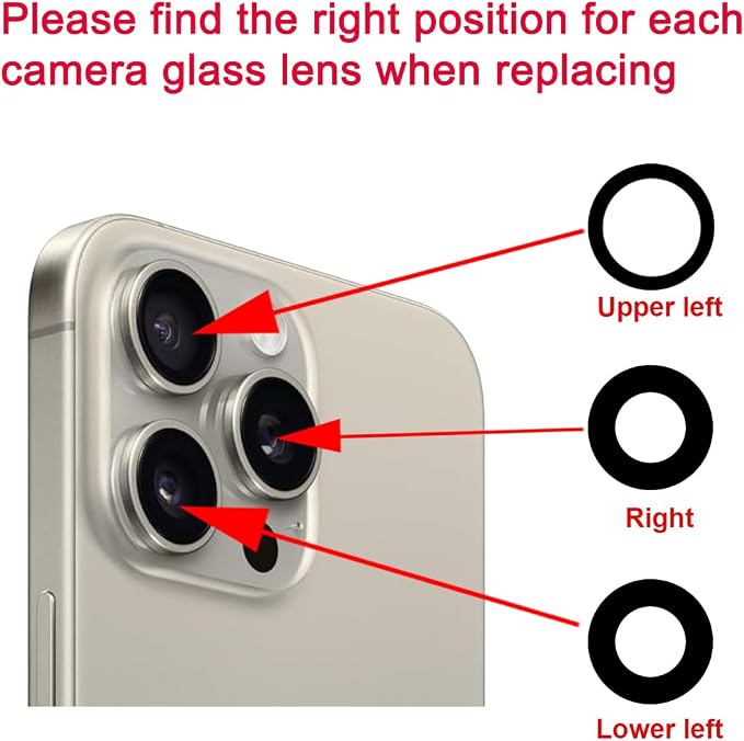 OEM Back Rear Camera Lens Glass Replacement for iPhone 15 Pro Max 6.7 inches with pre-Installed Adhesive and Reparing Toolkit - Image 6