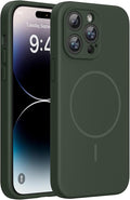 miracase Magnetic for iPhone 14 Pro Max Case, [Soft Anti-Scratch Microfiber Lining], Compatible with MagSafe, Silicone Shockproof Protection Phone Case for iPhone 14 Pro Max,Dark Green by Miracase