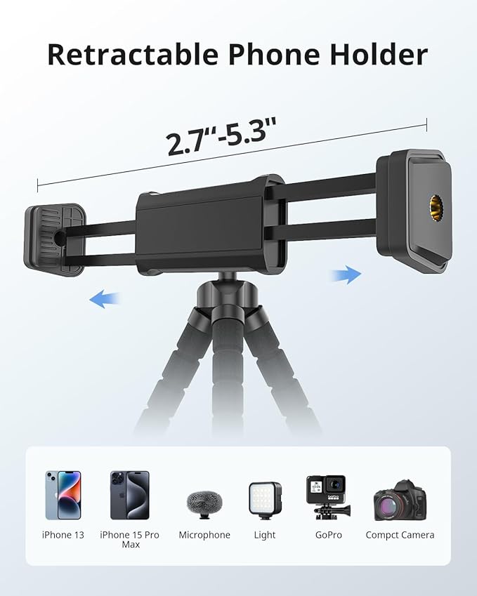 UBeesize Flexible Mini Phone Tripod, Portable and Adjustable Camera Stand Holder with Wireless Remote and Universal Clip, Compatible with Cellphones, Sports Cameras - Image 5