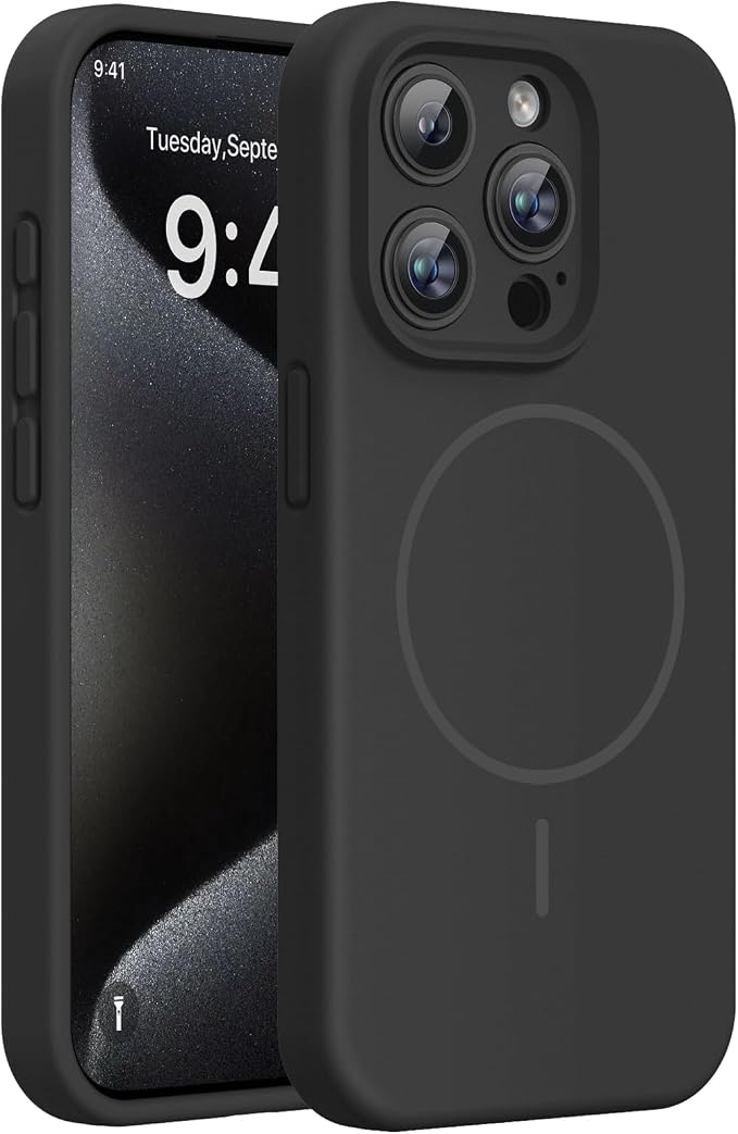Miracase Magnetic for iPhone 15 Pro Case, Silicone, Soft Microfiber Lining by Miracase