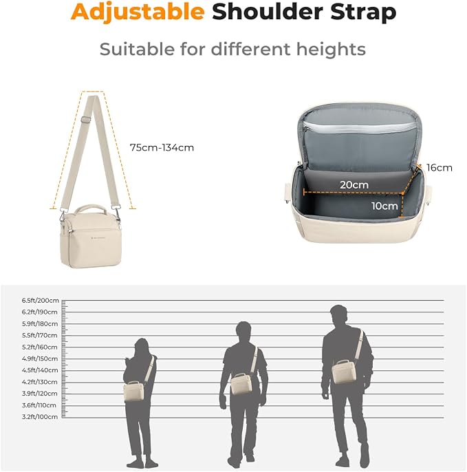K&F CONCEPT Camera Sling Bag Small Crossbody Case | For DSLR/SLR Camera, Cute & Compact, Shoulder Photography Bags, Compatible for Canon/Nikon/Sony, BS09 - Image 6