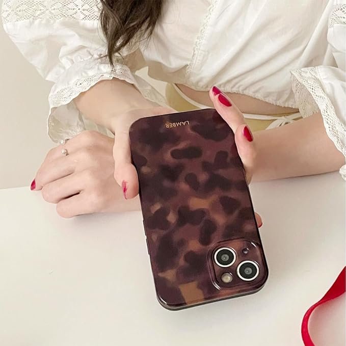 Cute Phone Case for iPhone 12 Pro Case Cheetah Leopard Print | Amber Tortoiseshell Pattern,Full Camera Protective,Slim Shockproof TPU,Aesthetic Girly Glossy Cover for Women Men-Brown - Image 5