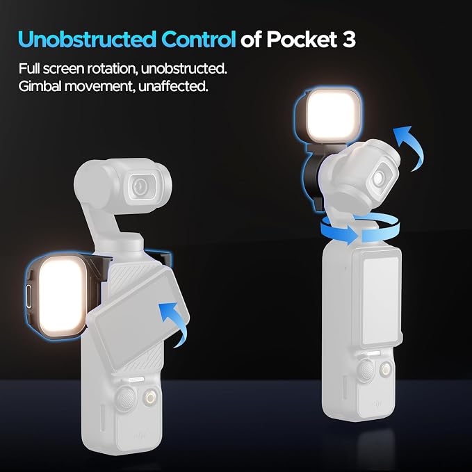 EMART Magnetic DJI Osmo Pocket 3 Light, LED Rechargeable Video Lighting | 3 Color & Brightness Levels, Magnetic Mount, Portable Mini Selfie Fill Light, Accessories for Xtra Muse Vlogging Recording - Image 5