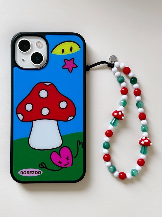 Drawwind Phone Charm Strap Cute Wrist Straps Cell Phone Charm String Y2K Aesthetic Lanyard Wristlet Chain for Case Camera AirPods Bags Keychains (Red Mushroom) - Image 4