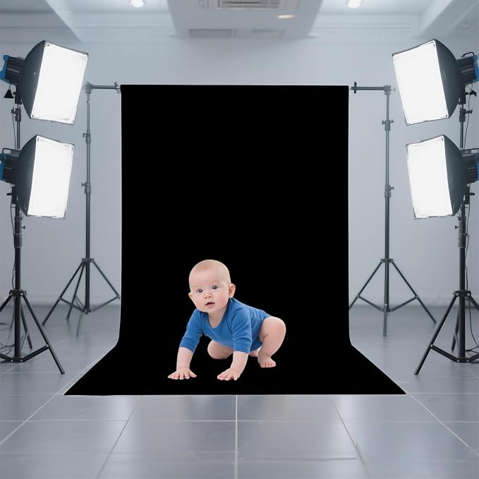 Black Photography Backdrop for Photoshoot, Fabric 3x5ft | Versatile Studio Photo Backgrounds, Non Reflective, Easy to Use, for Portraits, Product, Party, Video Creation - Image 2