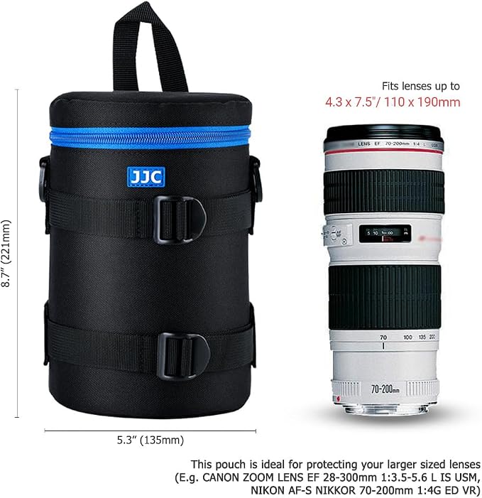 JJC Camera Lens Case Pouch, Padded Bag Fits Lens up to 4.3 x 7.5 (D x L) | for Canon RF 100-400mm/RF 28-70mm f2L/EF 70-200mm f4L/Nikon Nikkor AF-S 70-200mm f4G/Sony 70-200mm f4G Lens & More - Image 4