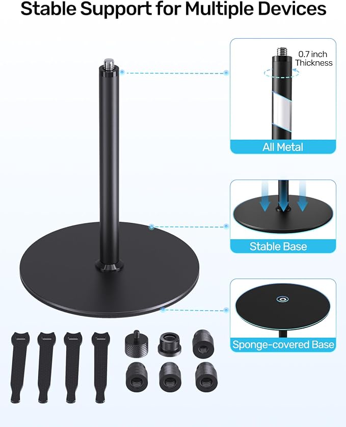 Stereo Array Spacing Mic Stand, Weighted Base & Adjustable Bar for XY/ORTF | Adjustable Positioning Bar with Ruled Markings, Stable Tabletop Mic Stand, Dual Mic Mount Holder for XY/ORTF Studio Recording - Image 5