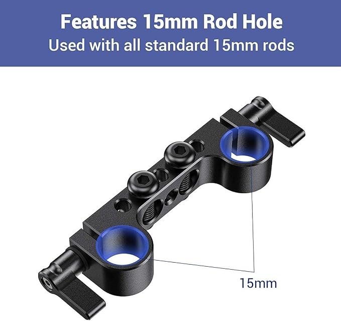 SMALLRIG Super Lightweight 15mm Railblock, Rod Clamp with 1/4''-20 Thread | Pack of 2, for Sony for Canon and DSLR Camera Rig 15mm Shoulder Support Rail System - Image 6