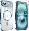 Magnetic Glossy Case for iPhone 17 Air,iPhone 17Air Phone Case Slim Clear Luxury with Screen Protector & Camera Protector [Compatible with MagSafe], Shockproof Cover for iPhone Air 17-Blue by Unknown