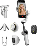 AOCHUAN Smartphone Gimbal Stabilizer for iPhone & Android, 3-Axis Phone Gimbal with Bluetooth Remote Control, Built-in 7.8” Extendable Rod, Face Tracking, Video Stabilizer – Smart V8 Kit White by AOCHUAN