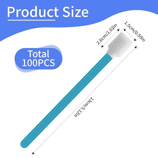 100 Pcs Professional Square Foam Cleaning Swabs – Dust-Free, Lint-Free Foam Swab Sticks for Printer Head Cleaning, Electronics, Car Detailing, Optical Equipment, and Precision Instruments - Image 2