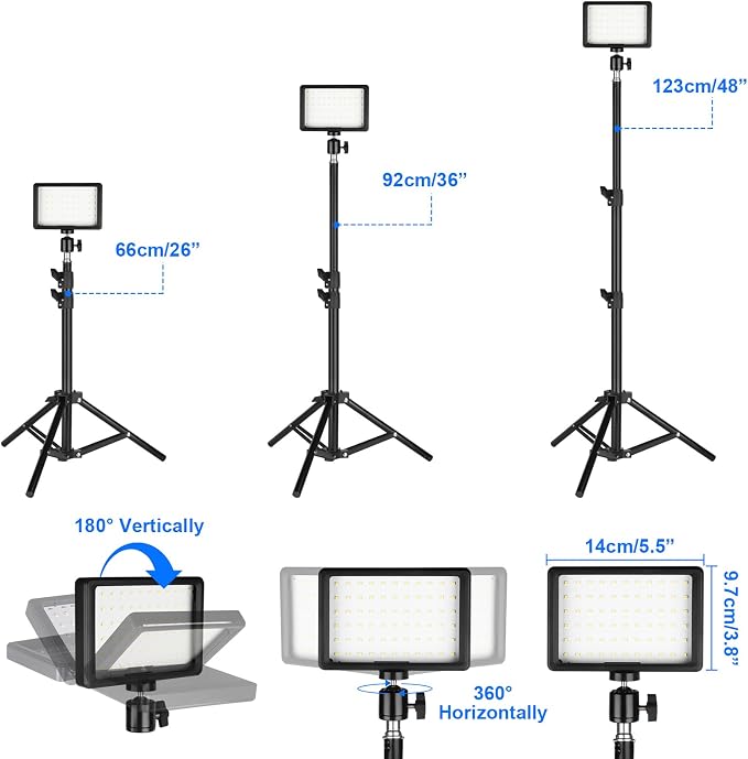 LED Photo Video Light 3-Pack,Dimmable 5600K USB LED Continuous Lighting Kit | Photography Lights with Tripods and Color Filters for Photo Studios, YouTube, TikTok, Video Recording, Game Streaming - Image 5