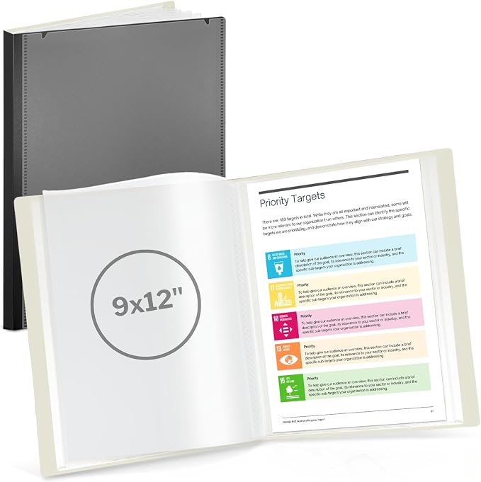 Cranbury 9x12 Presentation Book, 24 Pockets, Clear Sleeves, Black | Displays 48 Pages, Fits 9x12 & A4 Documents, Certificates, Artwork & Keepsakes, Acid-Free Portfolio Binder by CRANBURY