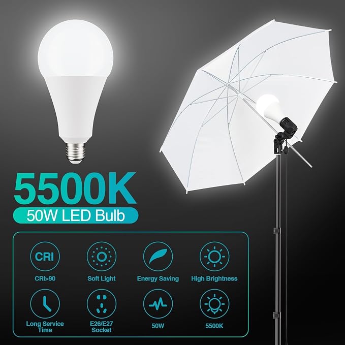 EMART Photography Lighting Kit with 8.5x10Ft Backdrop Stand,6x9FT Backdrops | Softbox Lighting Kit with 5500K 50W LED, Reflector, Umbrellas&Soft Box, Photo Studio Equipment for Portrait Video Shoot Vlog - Image 3