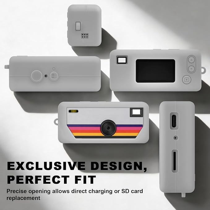 Silicone Case for Kodak CHARMERA Millennium Keychain Mini Digicam Blind Box | Soft Keychain Camera Sleeve, Precise Cutouts, Case-On Charging & SD Card Access, For Collectors & Daily Carry, Grey - Image 3