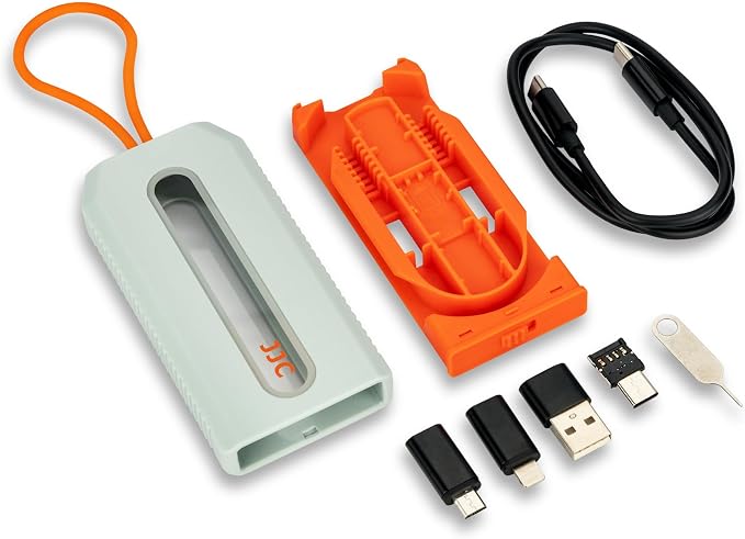 JJC 5 in 1 Data Cable Adapter Kit,Data Cable Transfer Storage with Micro USB Type-A OTG Adapter,1.8ft Data and Charger Cable, Charging Cable Convertor for Travel,Hold 2 Micro SD 2 Nano SIM Cards by JJC