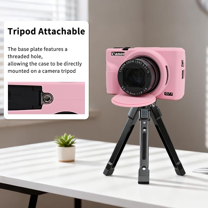 VOVMOEYA Camera Case for Canon Powershot G7 X Mark III with 2PCS Screen Protector,Full Pritection Soft G7X III Silicone Case Detachable Lens Cover Protective Cover for Canon G7XIII G7X3-Pink - Image 6