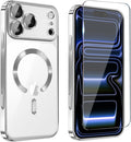 Magnetic Glossy Case for iPhone 17 Pro,iPhone 17Pro Phone Case Slim Clear Luxury with Screen Protector & Camera Protector [Compatible with MagSafe], Shockproof Cover for iPhone Pro 17-Silver by Unknown