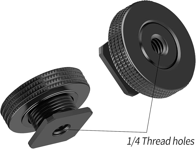 1/4" Female to Hot Shoe Adapter - 2 Packs, Hot Shoe Mount Adapter with 1/4" Male Screw Adapter for Magic Arm, Monitor, Video Light - Image 4