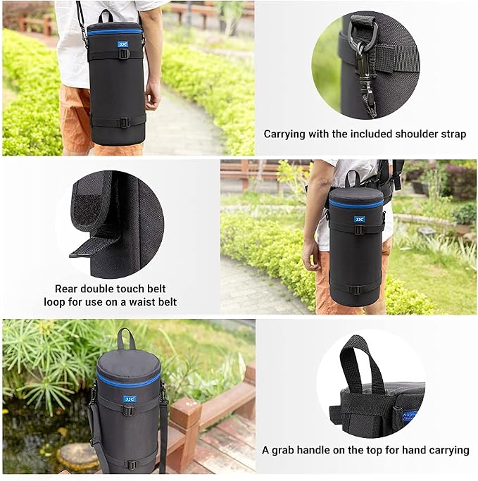JJC Camera Lens Case Pouch, Padded Bag Fits Lens up to 5.5 x 14.6 (D x L) | for Telephoto Lens Sony FE 200-600mm f5.6-6.3/Nikon Z 600mm f6.3/Nikon Z 180-600mm f5.6-6.3 Lens & More, with Shoulder Strap - Image 6