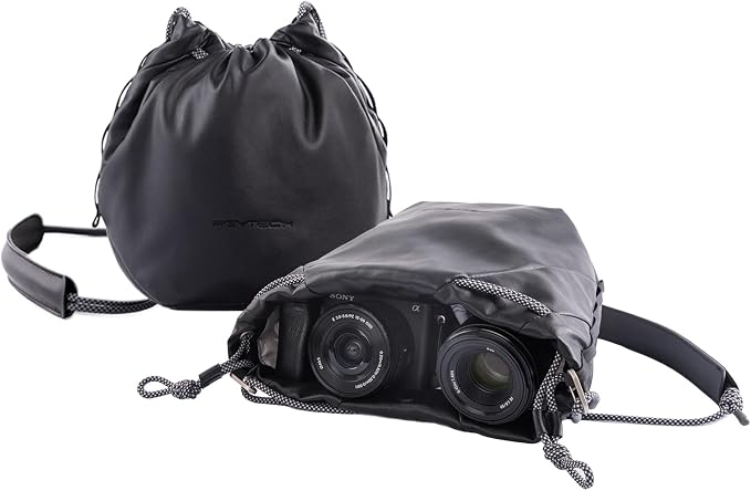 PGYTECH OneGo Drawstring Small Camera Bag Soft Cute Camera Pouch Handbag | Black Camera Sling Bag Compatible with Mirrorless Cameras/Nikon/Canon/Sony/Fuji/Pocket 4 Camera Case by PGYTECH-US