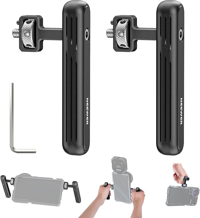 NEEWER Side/Top Handle Only for NEEWER iPhone 16 15 Samsung S24 S23 Cages | 2 Pack, Rotatable, 1/4" Screw, Anti Twist Pin, for Phone Stabilizer Video Rig, Video Recording, Filming, PA027 by Neewer