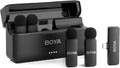 BOYA BY-V4U Wireless Lavalier Microphone for iPhone 17/16/15 Series Type C Smartphone with Charging Case, 4-Channel Mono Output, Omnidirectional Noise Cancelling Lapel Mic for Video Recording Podcast by BOYA