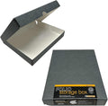 Lineco Clamshell Archival Storage Box, 9.5x12.5x1.75 Inch, Gray, Pack of 2 | Acid-Free with Metal Edge Boxboard, Organize and Store Photos Documents Cards Negatives Magazine Prints Family Records DIY by Lineco