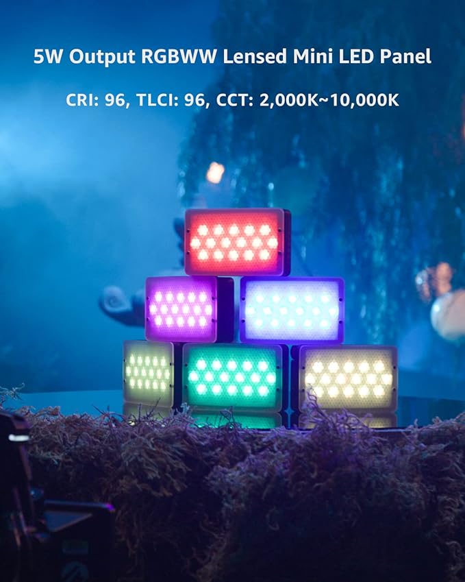 Aputure MC Pro Camera Lights,RGBWW LED Video Lights Lensed Mini LED Panel | Full Color Portable Photography Lighting,4200mAh Rechargeable Battery,APP Control, Support Magnetic Attraction - Image 2