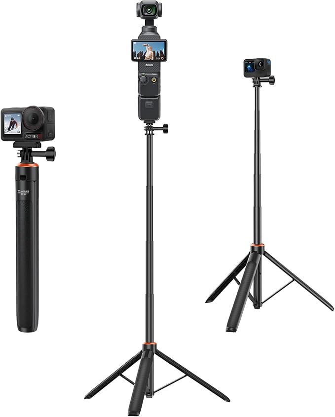 53" Action Camera Selfie-Stick Tripod for DJI Osmo Pocket 4P/4/3/2, GoPro Hero 13/12/11/10/9/Max2, DJI Action 6/5 Pro/4, Travel Vlogging Stand/Extension Pole/Handle Grip/Accessory for Video Recording by Unknown