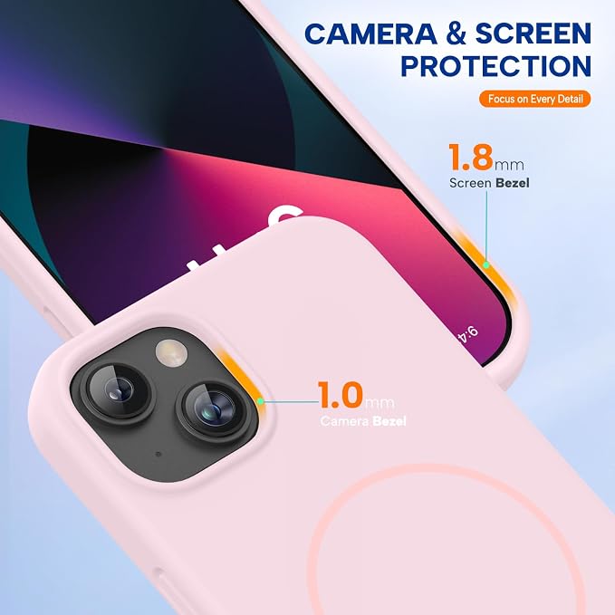 Miracase Silicone & Magnetic for iPhone 13 Case, Sand Pink | Compatible with MagSafe, Soft Microfiber Lining, Premium Silicone Cover Shockproof Drop Protection Phone Case for 13 - Image 8