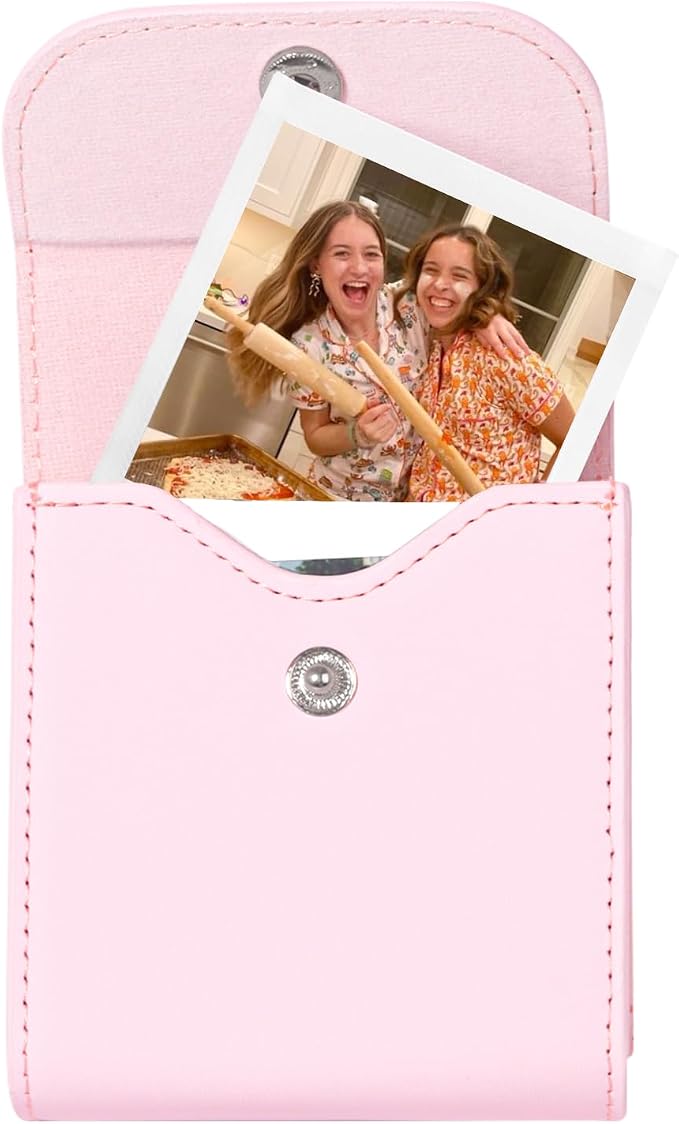CAIYOULE Square Photo Pouch for Fujifilm Instax SQ Films, Pink | PU Picture Holder Case for Fujifilm Instax SQ1/40/20/10/6/SP-3 2.9x3.4" Film, Photo Storage Pocket, Can hold 50+ SQ Photos by CAIYOULE