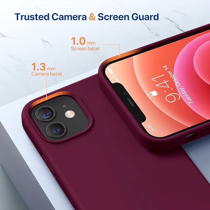 Miracase Silicone for iPhone 12 Case and iPhone 12 Pro Case, Wine Red | Liquid Silicone Gel Rubber Shockproof Drop Protection Phone Case for iPhone 12/12 Pro 6.1 inch - Image 5