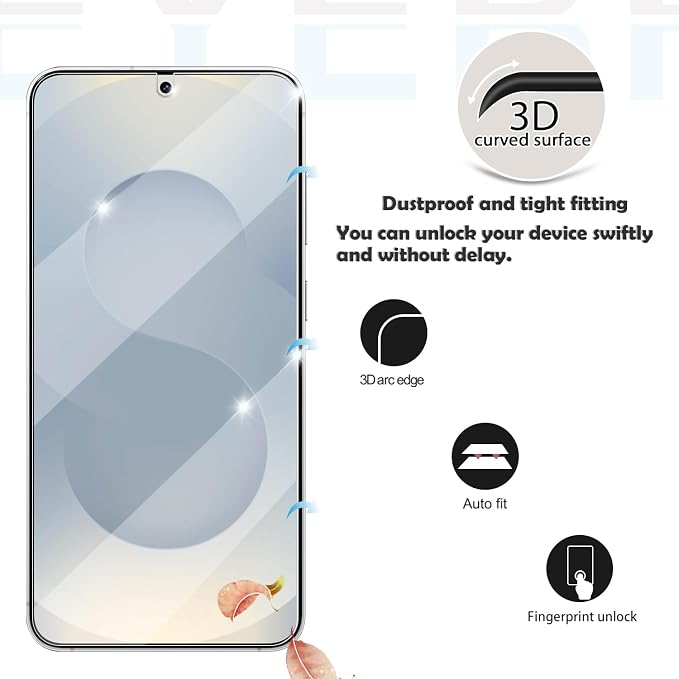 Galaxy S25 Tempered Glass Screen & Lens Protector 2+2 Pack HD Clear | [Ultrasonic Fingerprint Unlock] [Case Friendly] [Bubble-Free] - Image 3