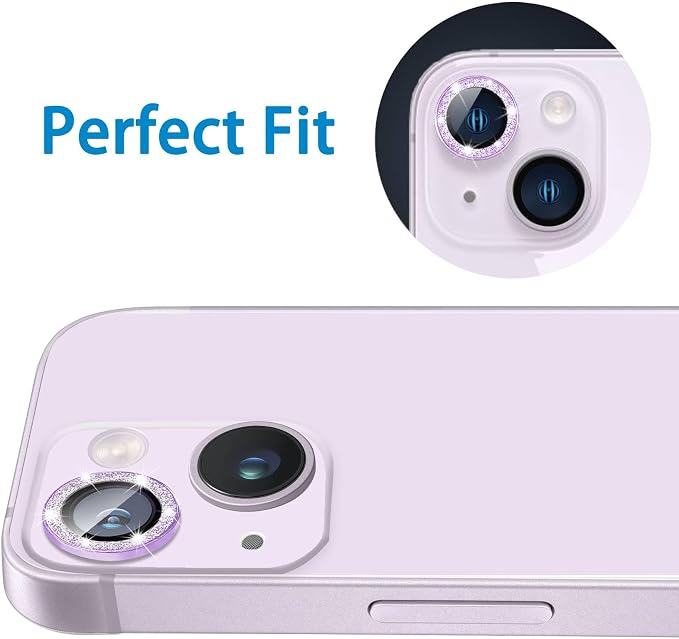 Compatible with iPhone 15 & 15 Plus Camera Lens Protector, Bling Glitter Diamond Lens Cover 9H Tempered Glass Camera Cover Anti Scratch Shockproof Screen Protector Individual Metal Lens Ring - - Image 6